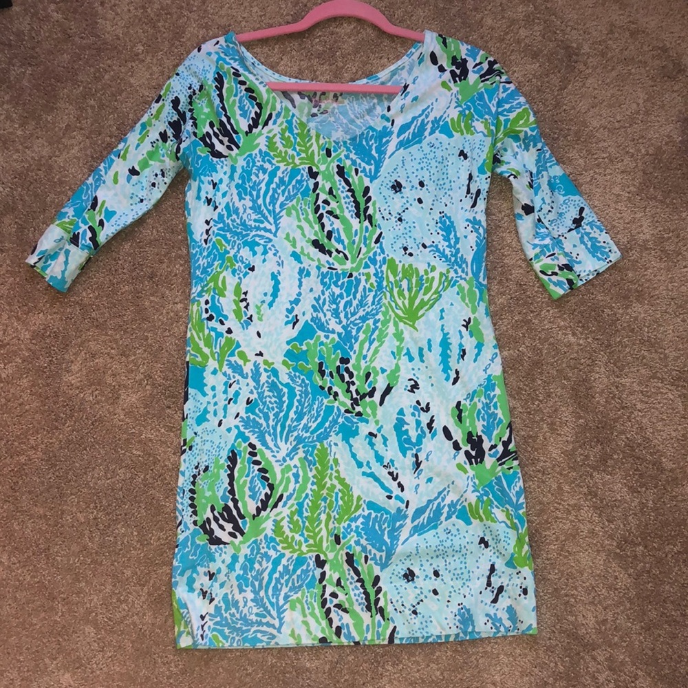 Lilly Pulitzer Blue/Green Coral Patterned Dress